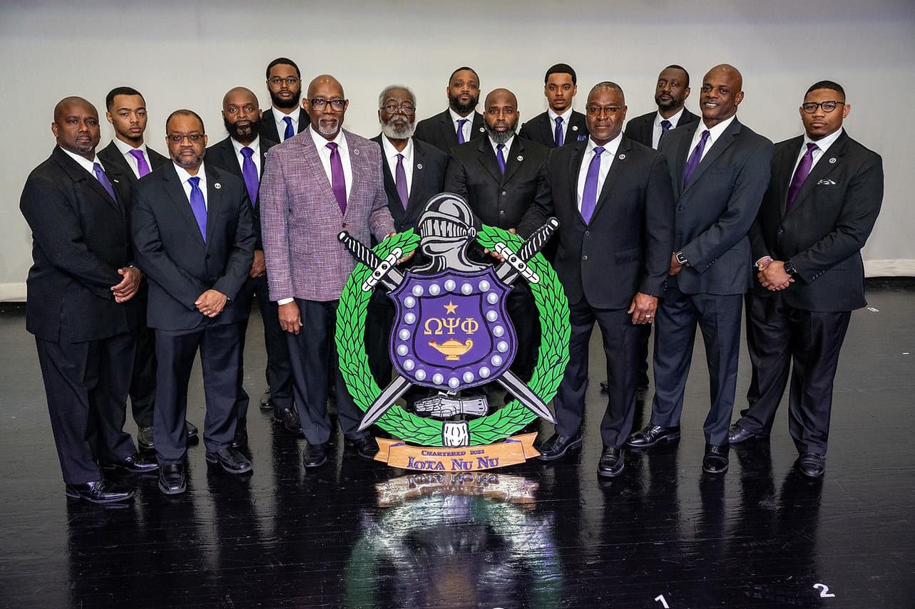 Iota Nu Nu chapter members gathered at a chapter event